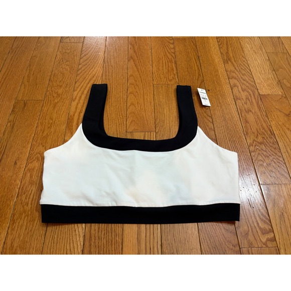 Express Body Contour Crop Top XL White Black Square Neck Sleeveless New - Picture 1 of 7
